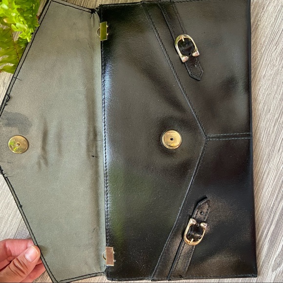 Vintage Black Leather Envelope Purse - Picture 8 of 8
